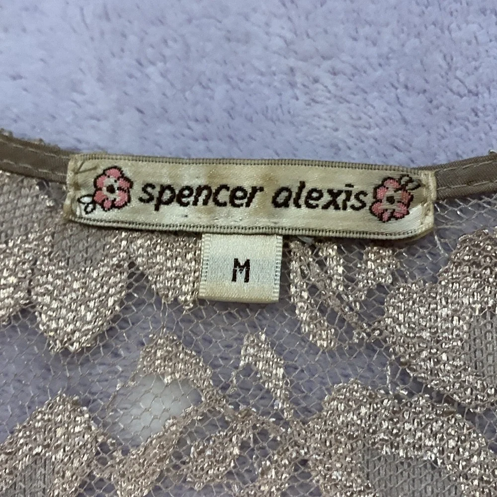 Vintage Gold Floral Crochet Spencer Alexis Kimono - Picture 8 of 10